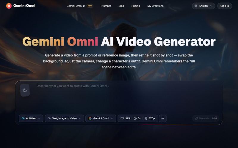Gemini Omni - Free Online AI Video Generator & Editor — screenshot