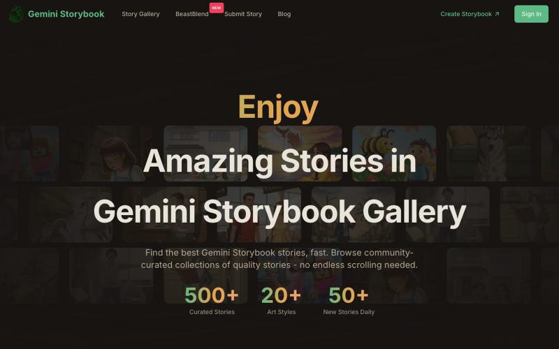 Gemini Storybook Gallery | Curated AI Story Collection — screenshot