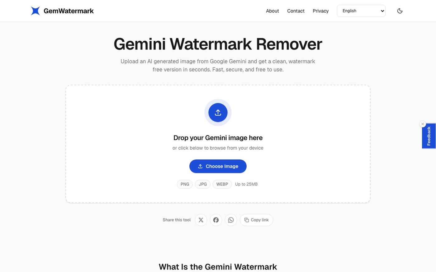 Gemini Watermark Remover: Free, Fast & Secure Online — screenshot