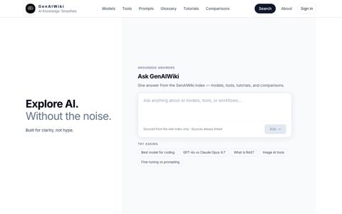 GenAIWiki — Explore AI Without the Noise — screenshot