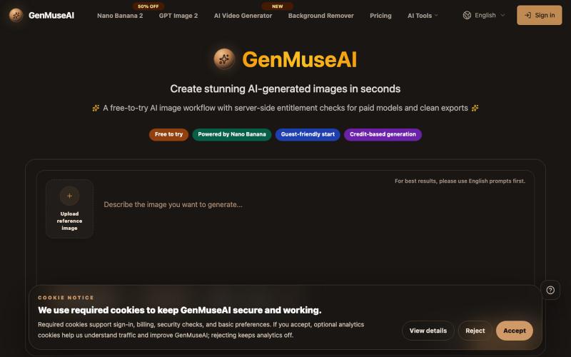 GenMuseAI | AI Image Generator — screenshot