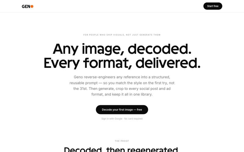 Geno — From reference to client-ready visuals — screenshot