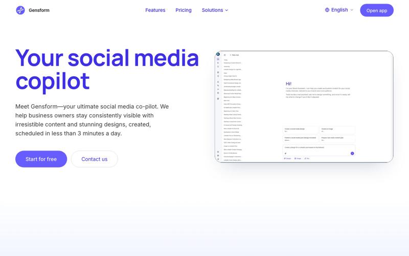 Gensform | Your Social Media Copilot — screenshot