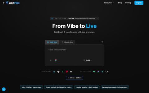 GenVibe — Build & Ship Real Web & Mobile Apps with AI — screenshot