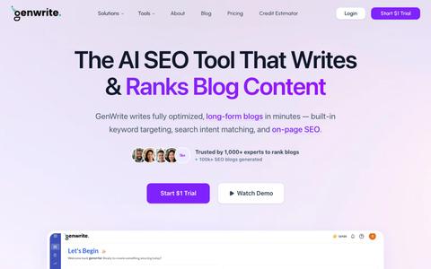 Best AI SEO Tool for Content & Blog Writing | GenWrite — screenshot