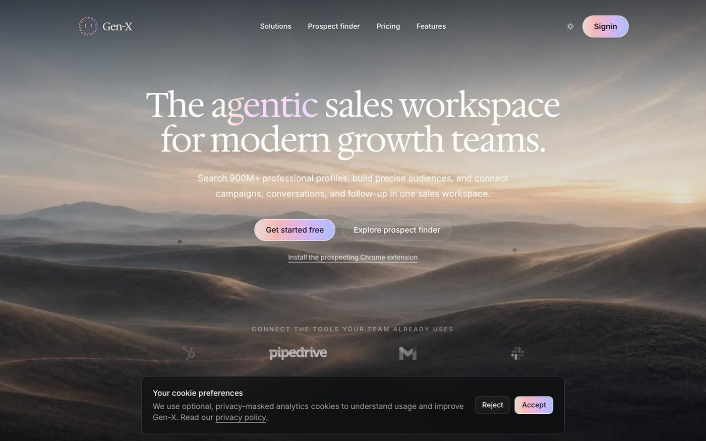 Gen-X | Connected AI Sales Workspace for Growth Teams — screenshot