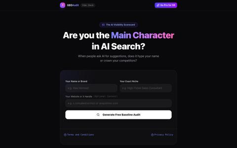 GEO Audit — Personal AI-Visibility Tracker — screenshot