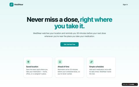 MediNear — Location-aware medication reminders — screenshot