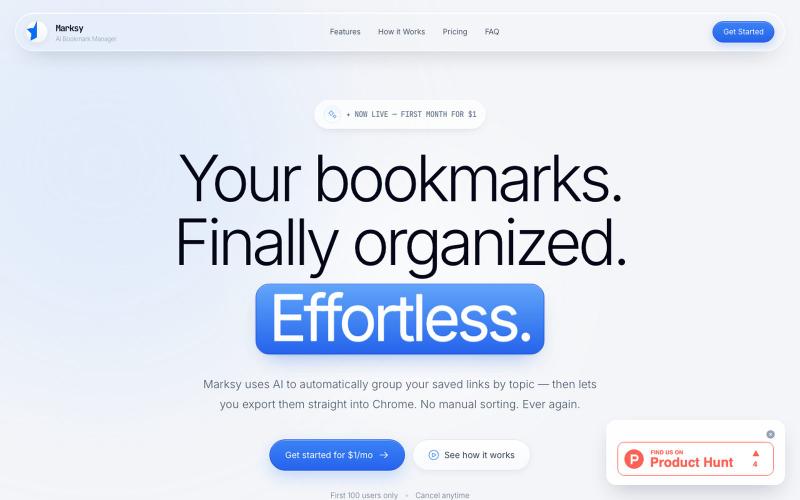 Marksy: AI Bookmark Manager That Organizes Itself | Marksy — screenshot