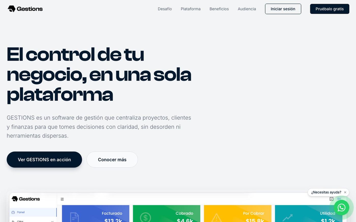 Gestions - Control de tu negocio en una sola plataforma — screenshot