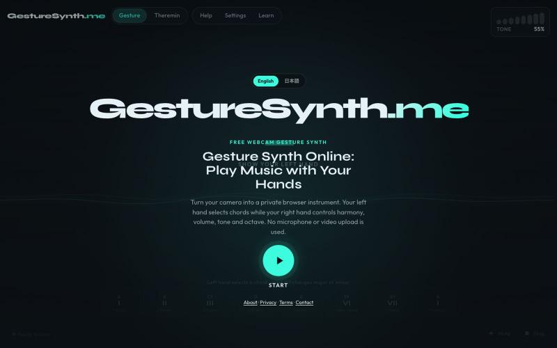 Gesture Synth — Free Webcam Music Maker, Play Online Now — screenshot