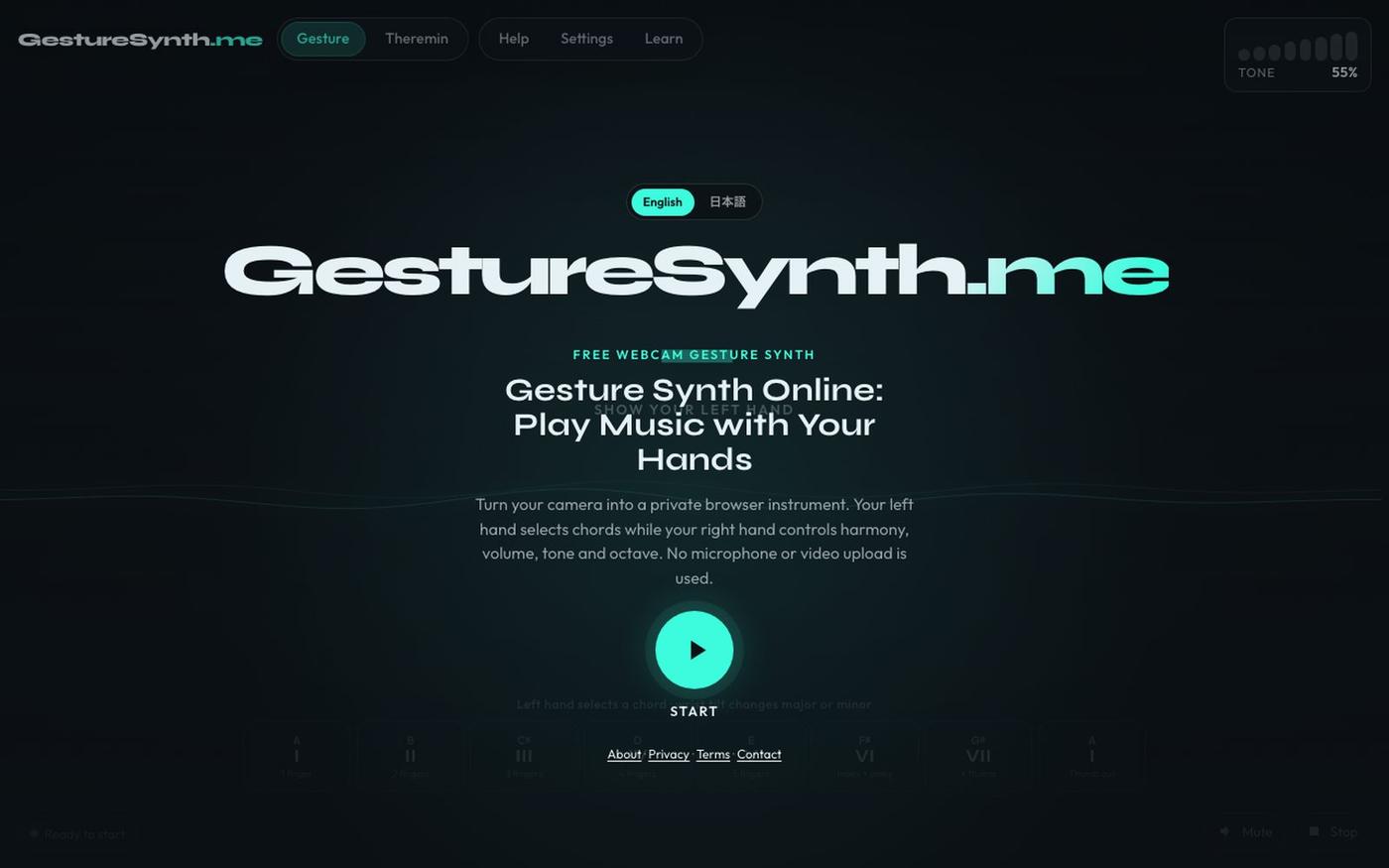 Gesture Synth — Free Webcam Music Maker, Play Online Now — screenshot