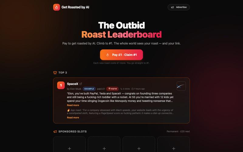 Get roasted — screenshot