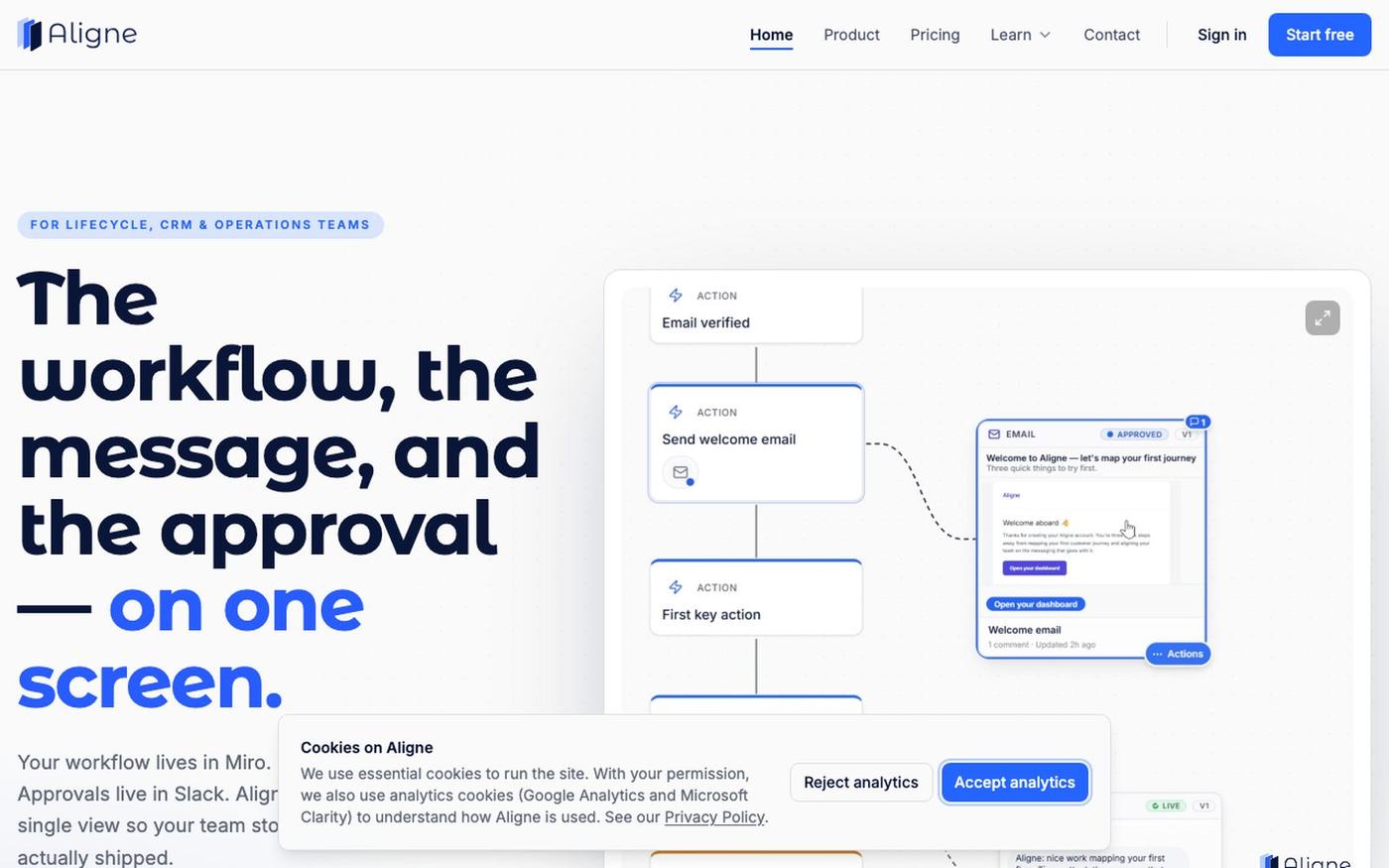 Aligne — Workflow and communication alignment in one system — screenshot