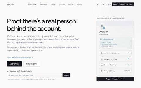 Anchor — Human Identity Verification — screenshot