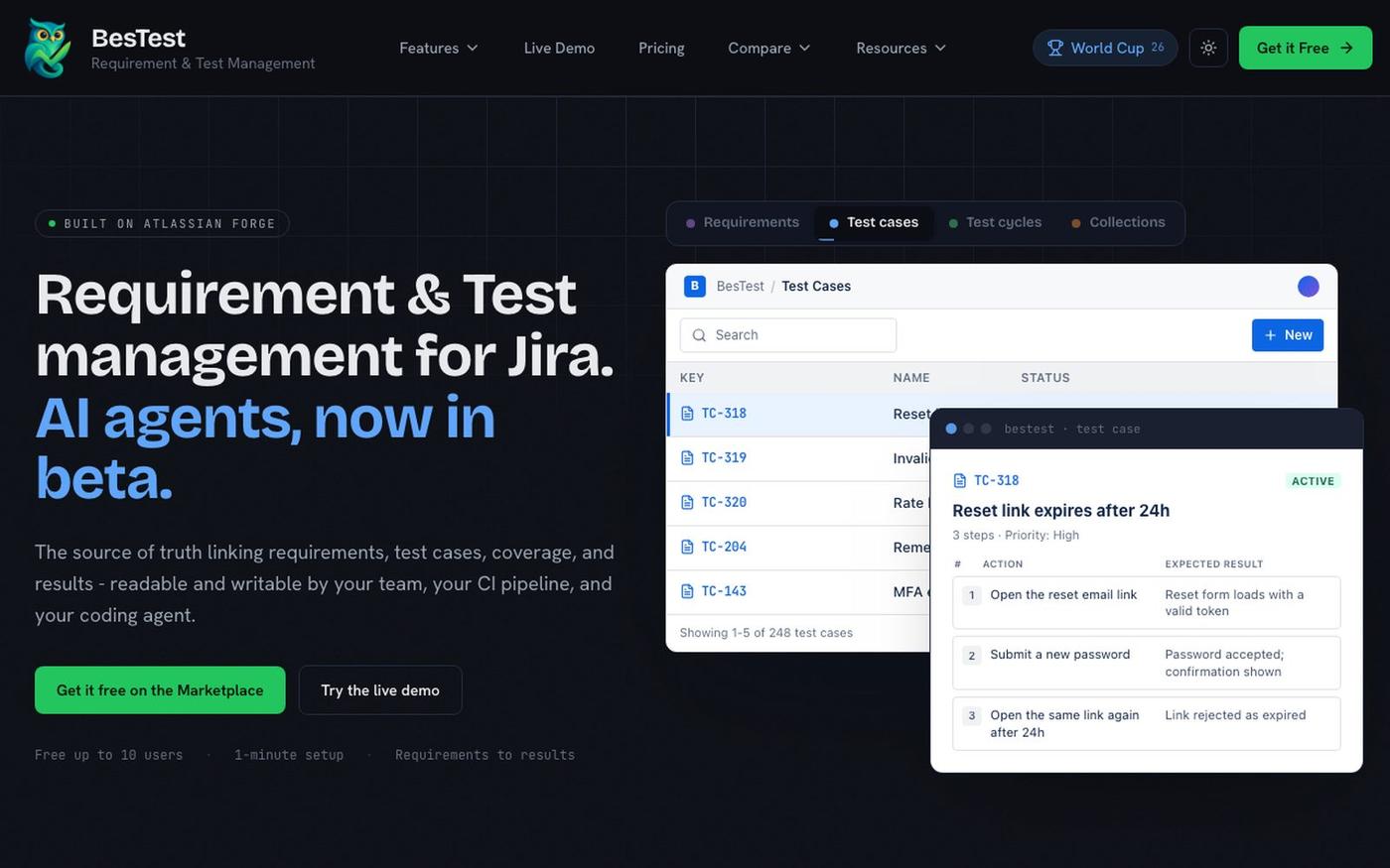 BesTest - Test Management for Jira | Free for Small Teams — screenshot