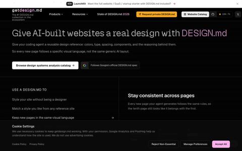 getdesign.md — DESIGN.md collection for AI coding agents — screenshot