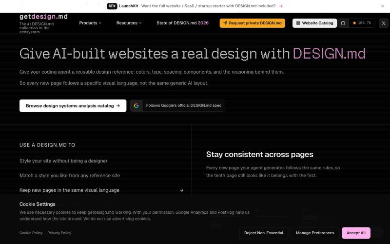 getdesign.md — DESIGN.md collection for AI coding agents — screenshot