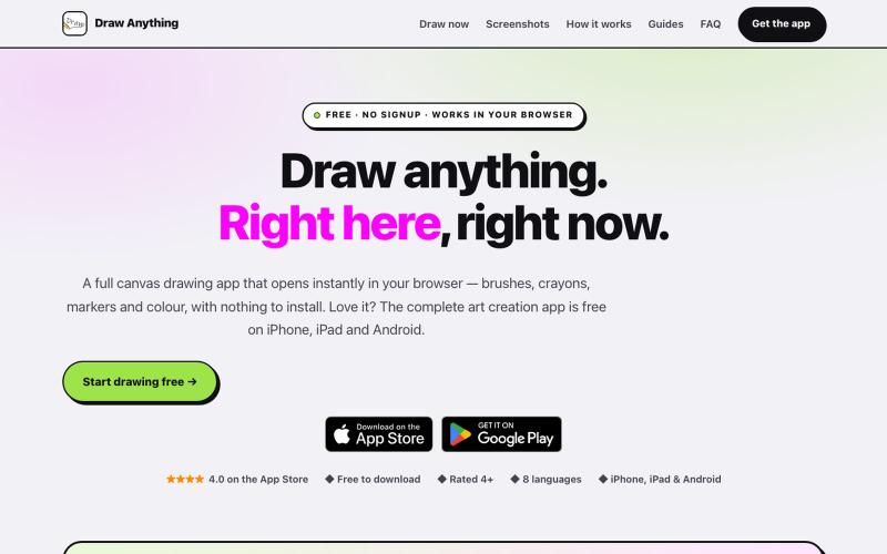 Draw Anything — Free Online Canvas Drawing & Paint App — screenshot