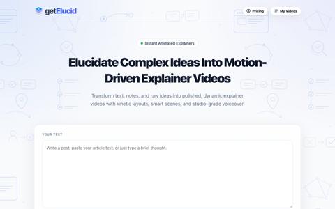 GetElucid - Turn Ideas, Notes & Articles into Motion Explainer Videos — screenshot