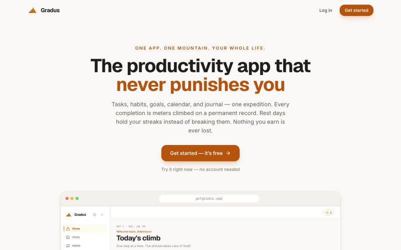 Gradus - Tasks, Habits & Goals, Progress You Never Lose — screenshot