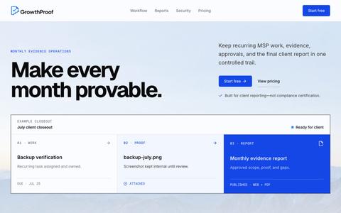MSP Compliance Evidence Reporting | GrowthProof — screenshot