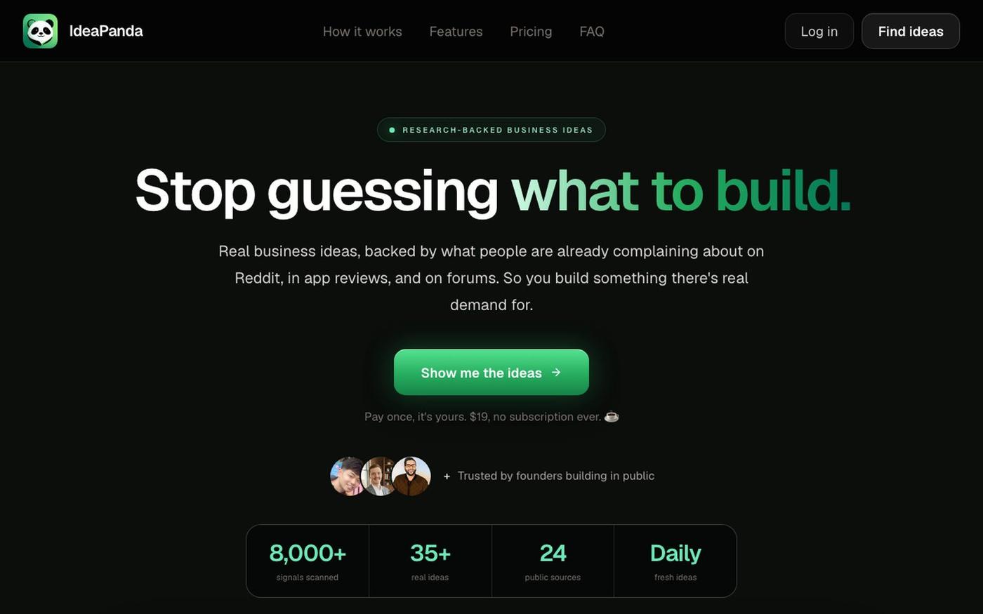 IdeaPanda: Find business ideas worth building. — screenshot
