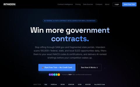 Federal & State Contract Intelligence for Small Businesses | Intandem — screenshot