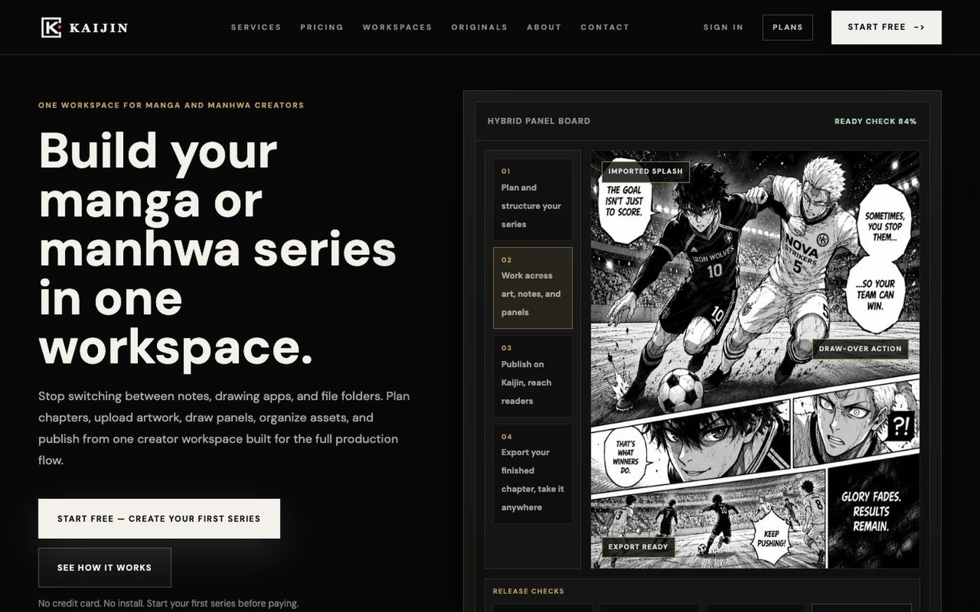 Kaijin | One workspace for manga and manhwa creators — screenshot