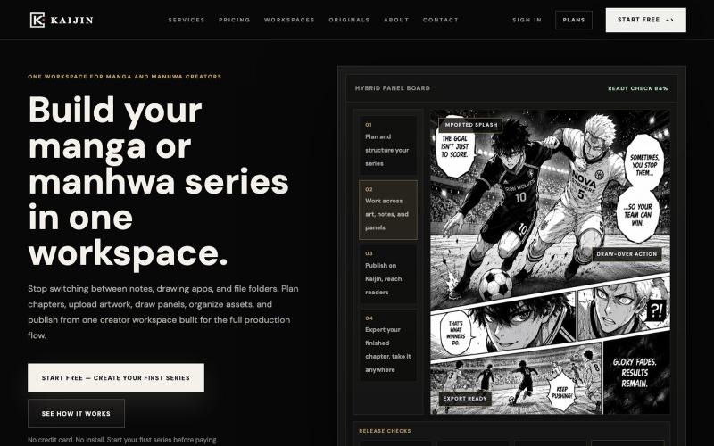 Kaijin | One workspace for manga and manhwa creators — screenshot