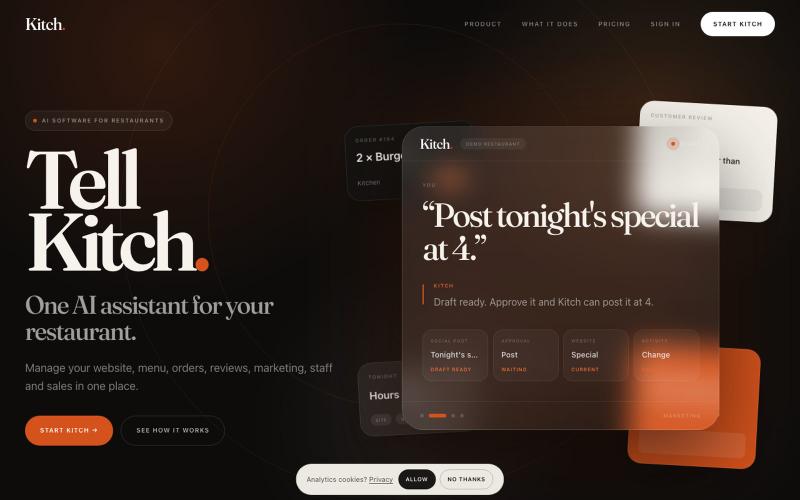 Kitch | AI software for restaurants — screenshot
