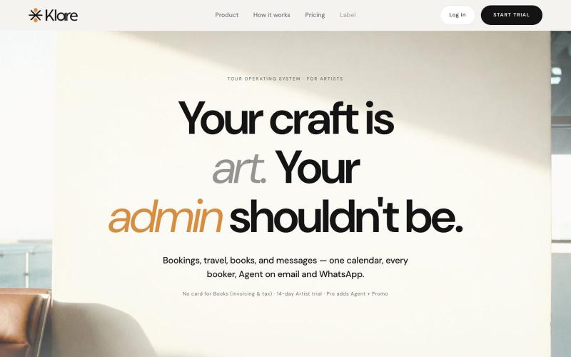 Klare — Tour Operating System for Artists — screenshot