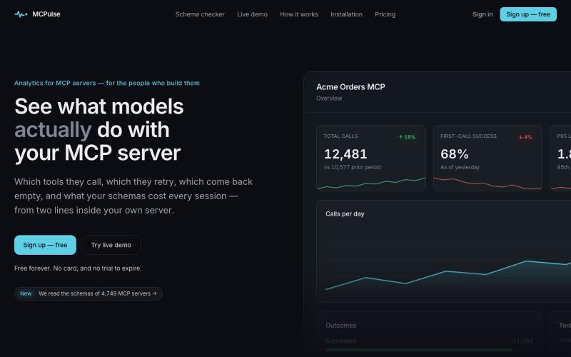 MCPulse — Analytics for MCP servers — screenshot