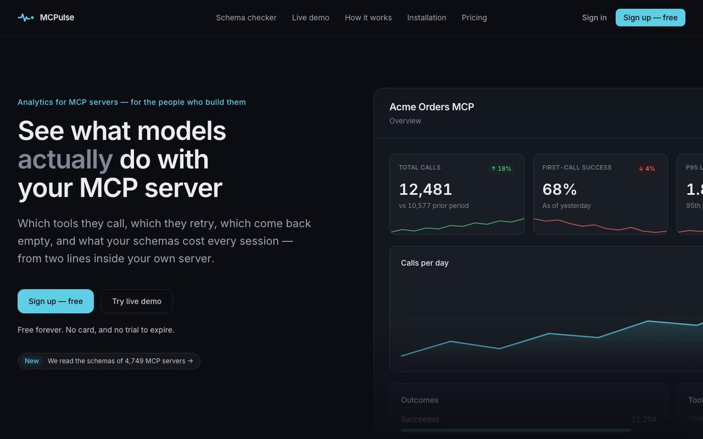 MCPulse — Analytics for MCP servers — screenshot