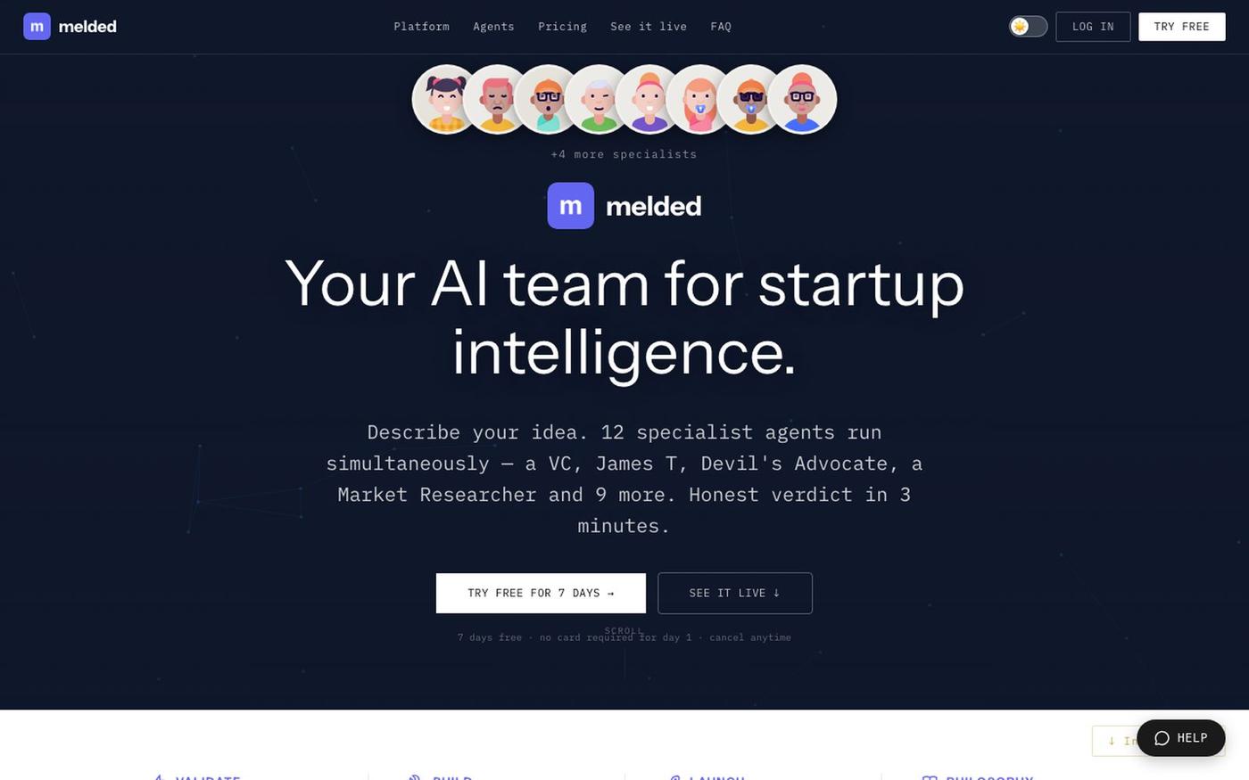 melded — AI-Powered Startup Idea Validation — screenshot
