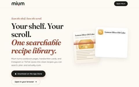 Mium — Digital Cookbooks & AI Recipe Scanner — screenshot