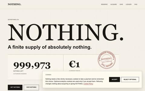 NOTHING. | A finite supply of absolutely nothing. — screenshot