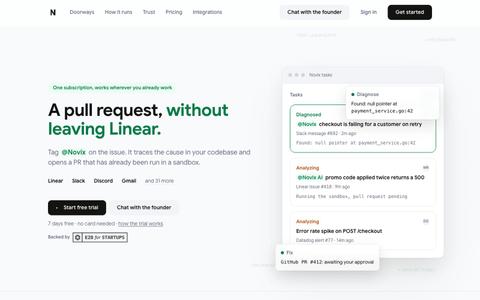 Novix: a pull request you approve, without leaving your tools — screenshot