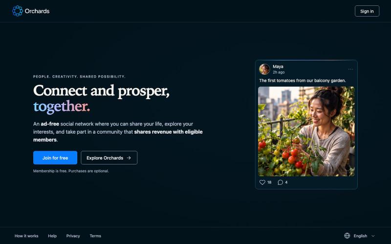 Orchards — Connect and prosper, together. — screenshot
