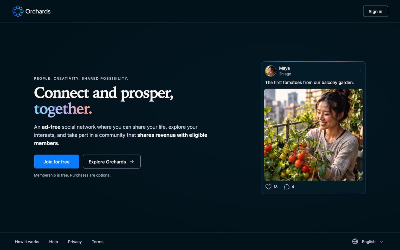 Orchards — Connect and prosper, together. — screenshot