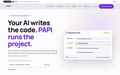 PAPI · It works where you work — screenshot