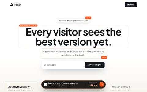 Polish — Your website rewrites itself until it converts — screenshot