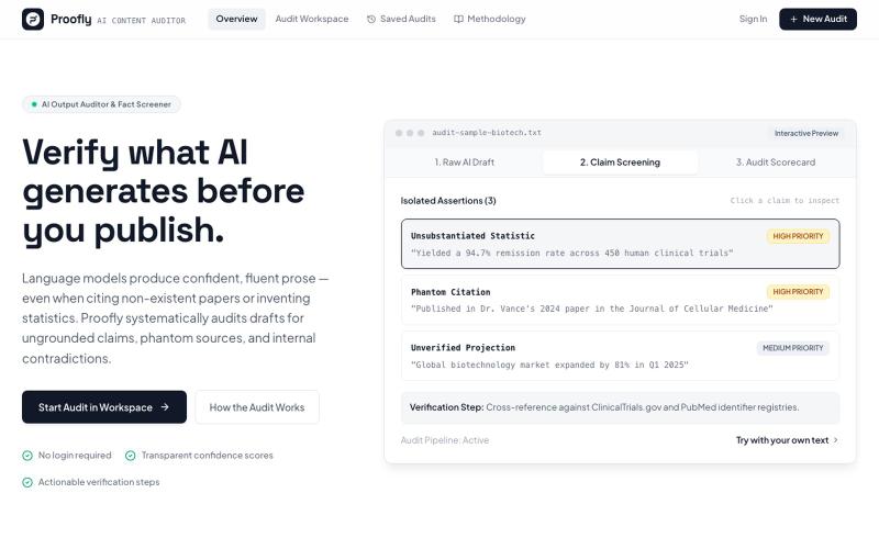 Proofly — Audit, Verify & Improve AI Content — screenshot
