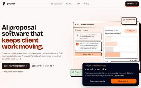 AI Proposal Software for Freelancers | Proposa — screenshot