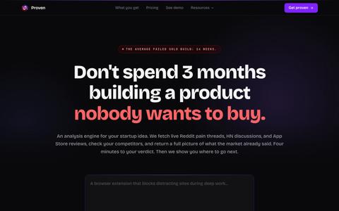 Proven — Validate your idea before you build it — screenshot