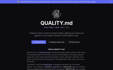Welcome - QUALITY.md — screenshot