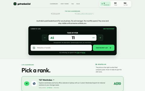 getranked.lol — The paid leaderboard — screenshot