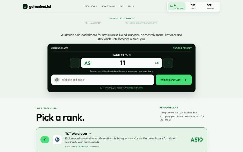 getranked.lol — The paid leaderboard — screenshot