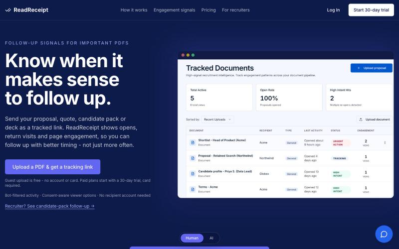 ReadReceipt | Know when to follow up after you send a PDF — screenshot