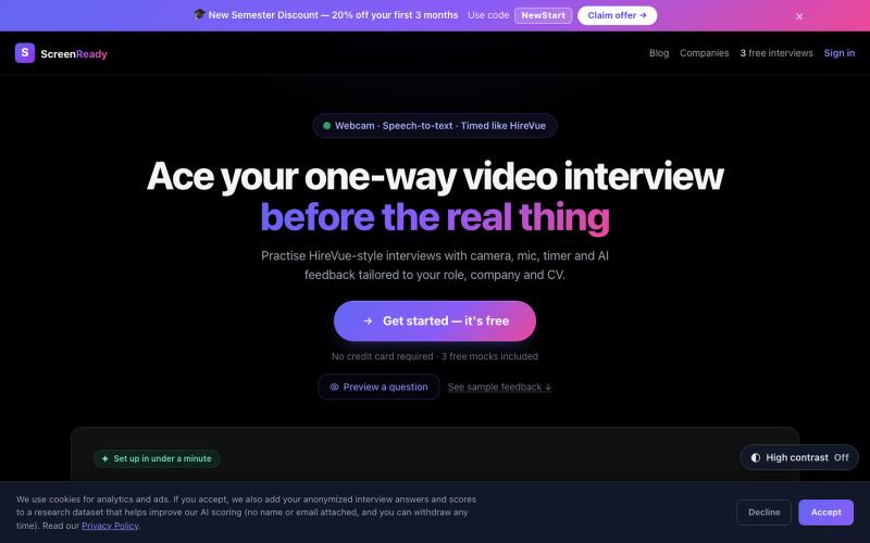 ScreenReady — AI Interview Simulator — screenshot